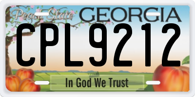 GA license plate CPL9212