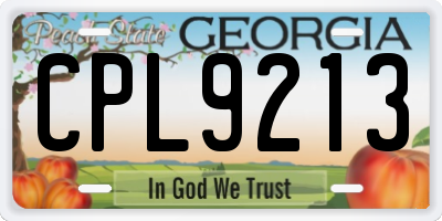 GA license plate CPL9213