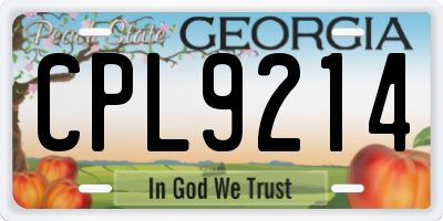 GA license plate CPL9214