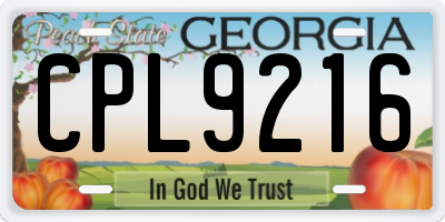 GA license plate CPL9216