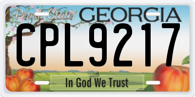 GA license plate CPL9217