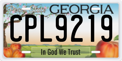 GA license plate CPL9219