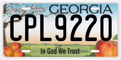 GA license plate CPL9220