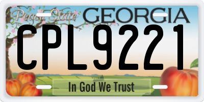 GA license plate CPL9221