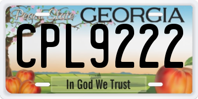 GA license plate CPL9222