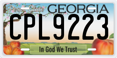 GA license plate CPL9223