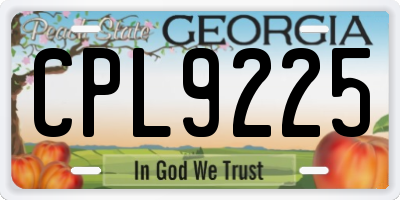 GA license plate CPL9225