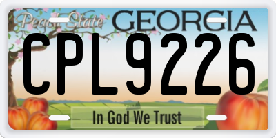GA license plate CPL9226
