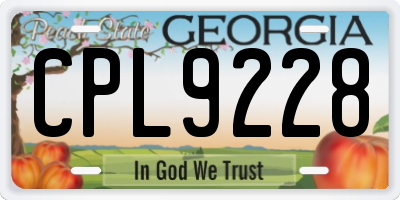 GA license plate CPL9228