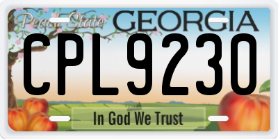 GA license plate CPL9230
