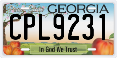 GA license plate CPL9231