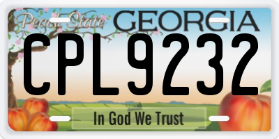 GA license plate CPL9232