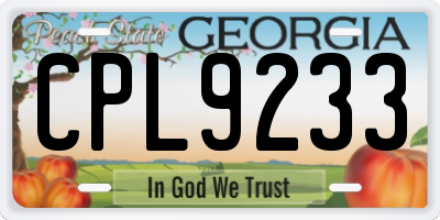 GA license plate CPL9233