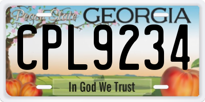 GA license plate CPL9234