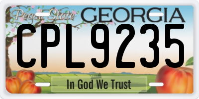GA license plate CPL9235
