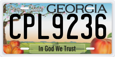 GA license plate CPL9236