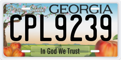 GA license plate CPL9239