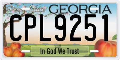 GA license plate CPL9251