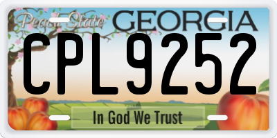 GA license plate CPL9252