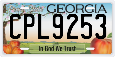 GA license plate CPL9253