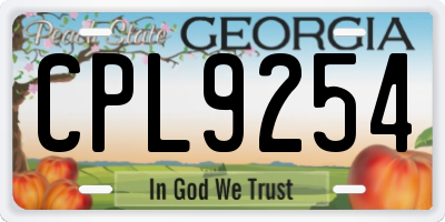 GA license plate CPL9254