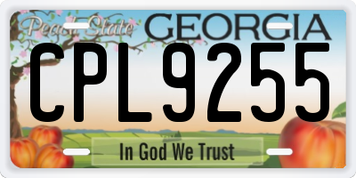 GA license plate CPL9255