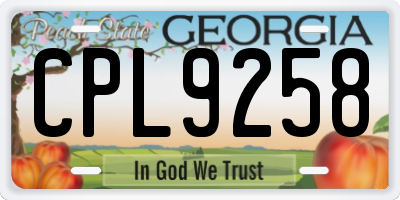 GA license plate CPL9258