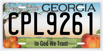 GA license plate CPL9261