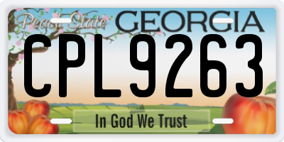 GA license plate CPL9263