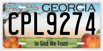 GA license plate CPL9274