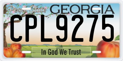 GA license plate CPL9275