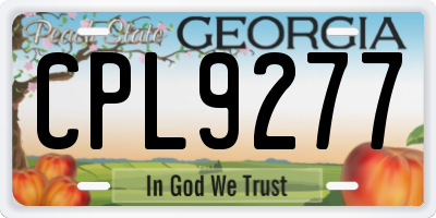 GA license plate CPL9277