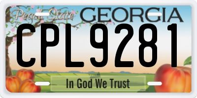 GA license plate CPL9281