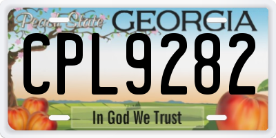GA license plate CPL9282