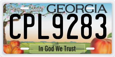 GA license plate CPL9283