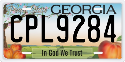 GA license plate CPL9284