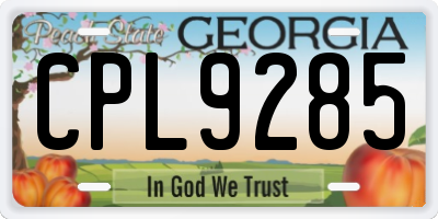 GA license plate CPL9285