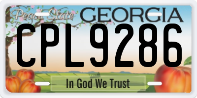 GA license plate CPL9286