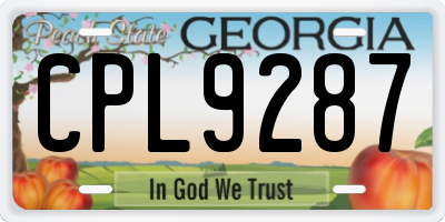 GA license plate CPL9287