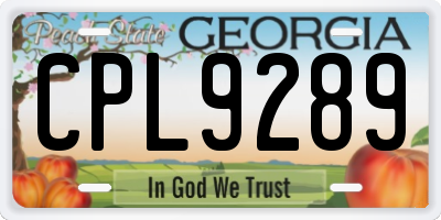 GA license plate CPL9289