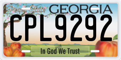 GA license plate CPL9292
