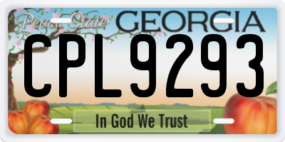 GA license plate CPL9293