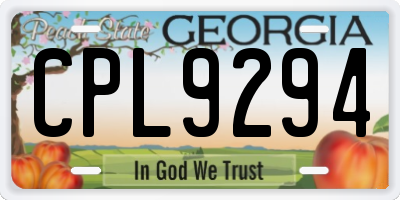 GA license plate CPL9294