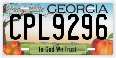 GA license plate CPL9296