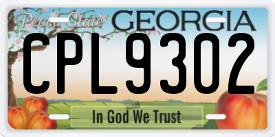 GA license plate CPL9302