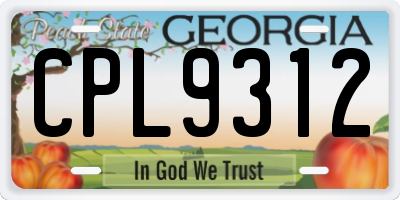 GA license plate CPL9312