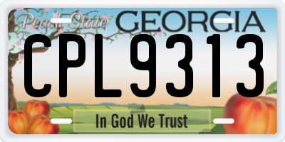 GA license plate CPL9313