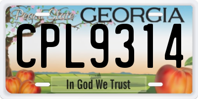GA license plate CPL9314