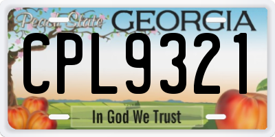 GA license plate CPL9321