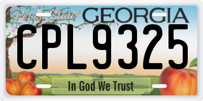 GA license plate CPL9325